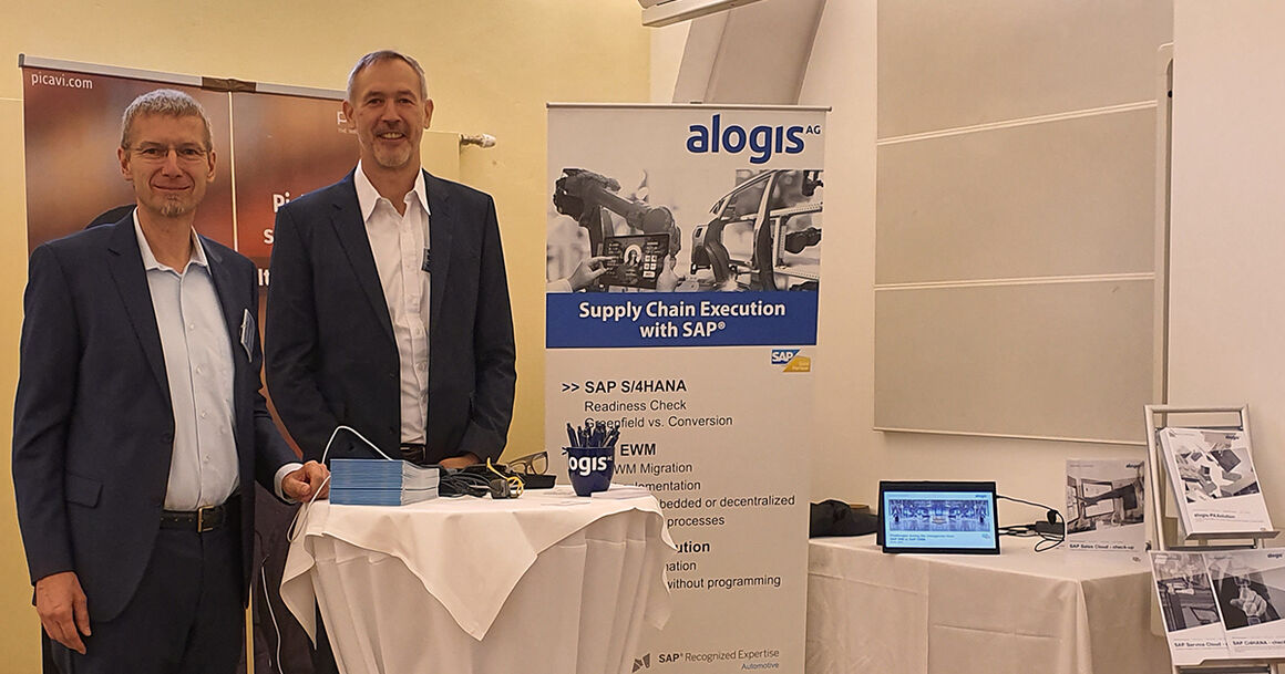 Matthias Mittelstädt (Prokurist und Senior Project Manager, l.) und Jens Langer (Senior SAP-Berater r.) der alogis AG auf den Magna Logistics Days